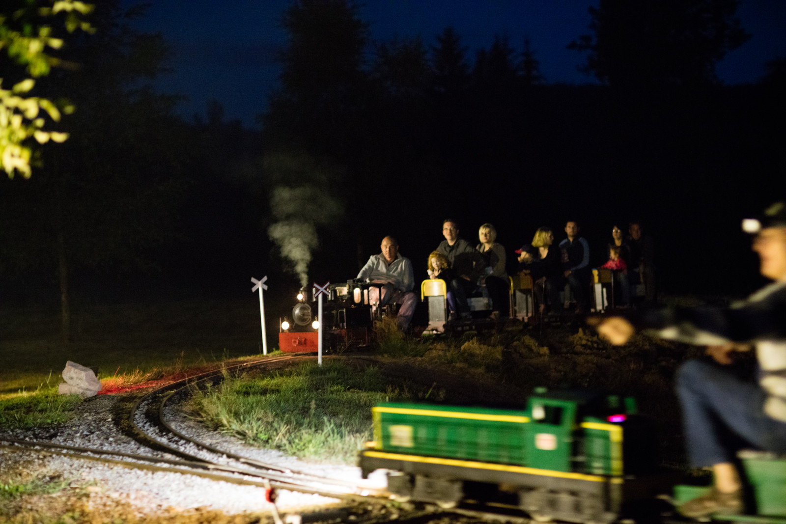 La jung attends le passage du train déscendant.